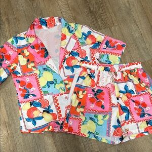 Colorful Fruit Print Pajama Set